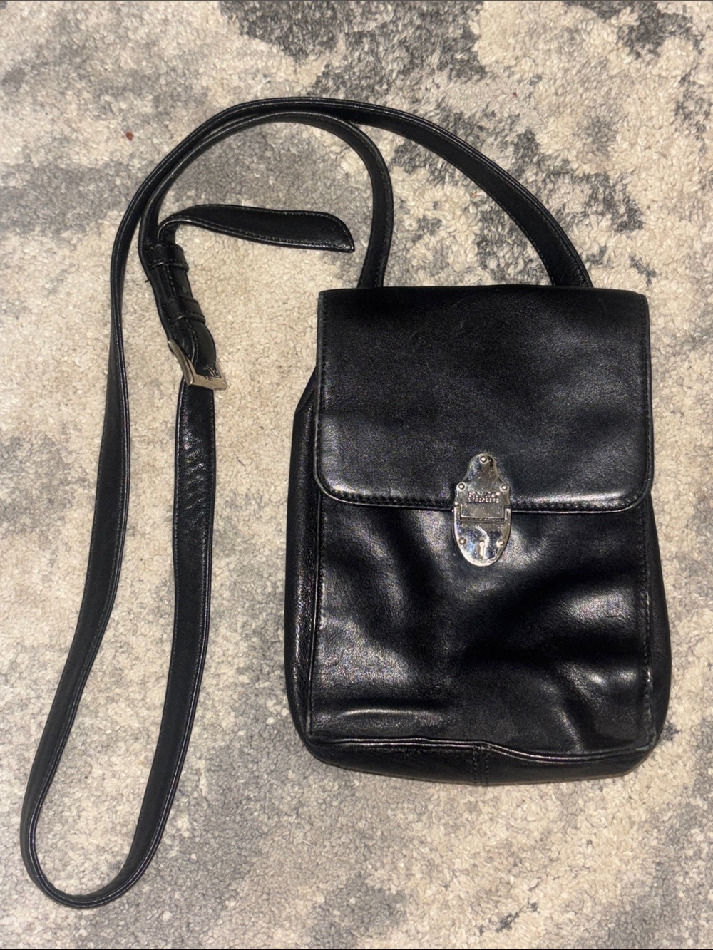 Enzo Angiolini Black Leather Crossbody Bag - Classic Men’s Shoulder Bag